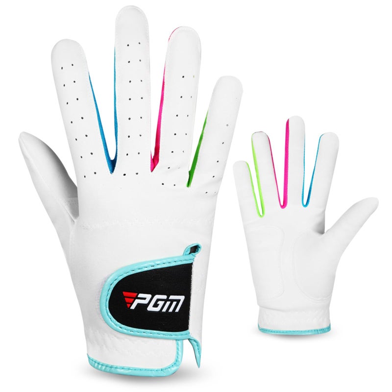 PGM Kids Youth Junior Toddler Boys Girls Golf Gloves Microfiber Synthetic Gloves for Left Hand Right Hand Golf Gloves Extra Value 1 Pair White Pink Age 3-12 (White, Small) - Image 1